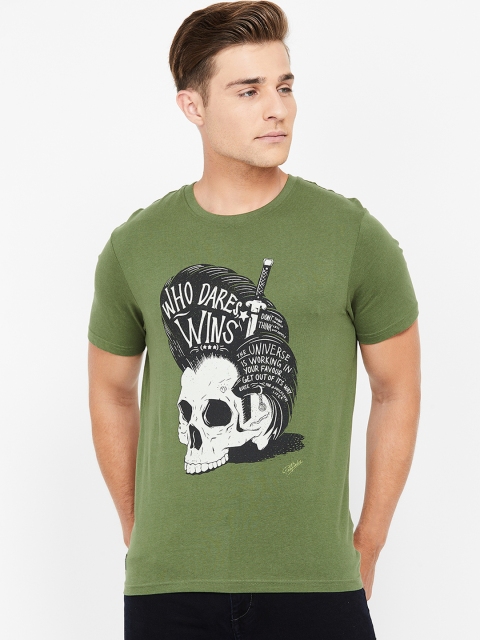 Forca Men Olive Green Printed Round Neck T-shirt