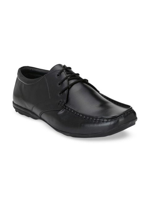 Guava Men Black Solid Leather Formal Leather Derbys
