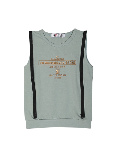 Noddy Boys Green Printed Round Neck T-shirt