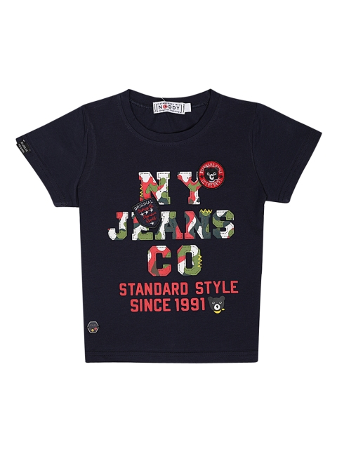 Noddy Boys Navy Blue Printed Round Neck T-shirt