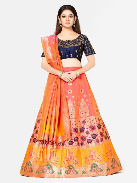 MIMOSA Coral Orange & Yellow Embroidered Semi-Stitched Lehenga & Blouse with Dupatta
MIMOSA Coral Orange & Yellow Embroidered Semi-Stitched Lehenga & Blouse with Dupatta