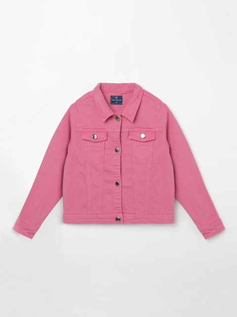 Fame Forever by Lifestyle Girls Pink Solid Denim Jacket