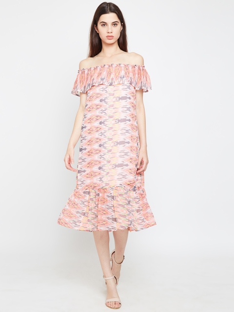 Oxolloxo Women Multicoloured Printed Drop-Waist Dress, Multi