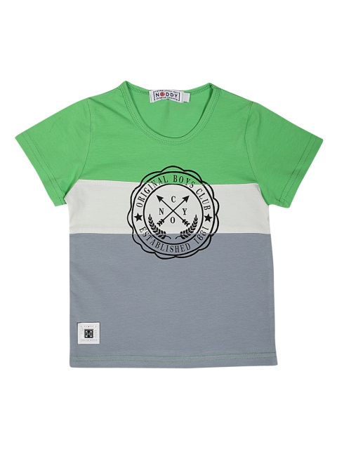 Noddy Boys Grey Colourblocked Round Neck T-shirt