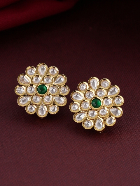 Tistabene Gold-Plated & Green Enamelled Floral Studs