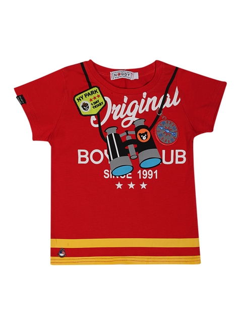 Noddy Boys Red Printed Round Neck T-shirt