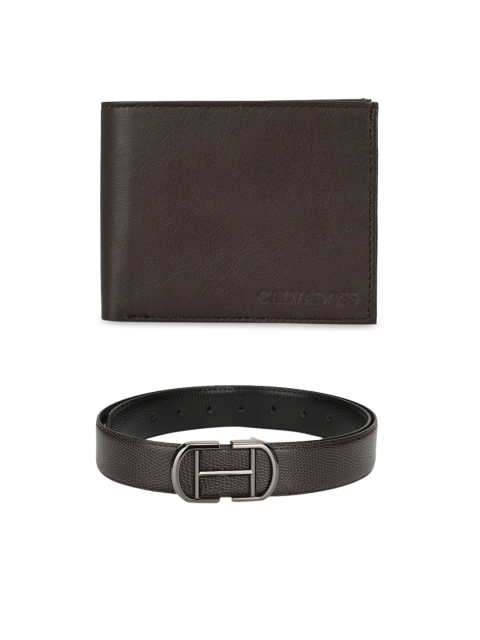 Calvadoss Men Brown Genuine Leather Premium Accessory Gift Set