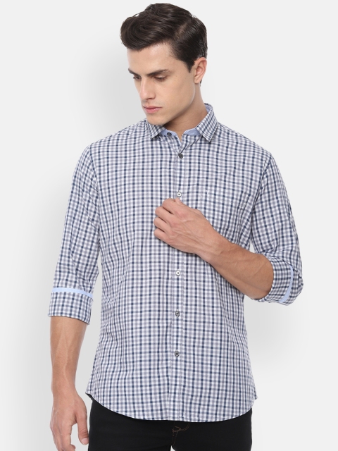 Van Heusen Sport Men Blue & White Slim Fit Checked Casual Shirt