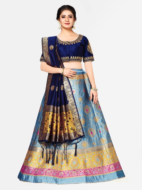 MIMOSA Blue & Yellow Woven Design Semi-Stitched Bridal Lehenga & Blouse with Dupatta
MIMOSA Blue & Yellow Woven Design Semi-Stitched Bridal Lehenga & Blouse with Dupatta