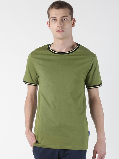 Blue Saint Men Olive Green Solid Round Neck T-shirt 
Blue Saint Men Olive Green Solid Round Neck T-shirt
