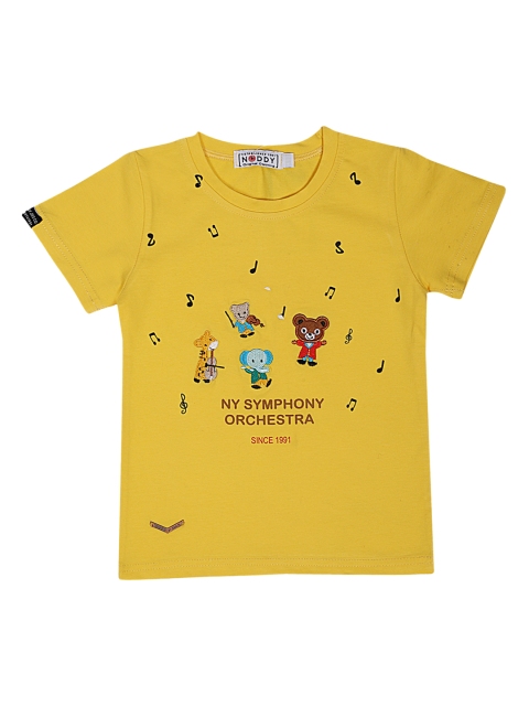 Noddy Boys Yellow Printed Round Neck T-shirt