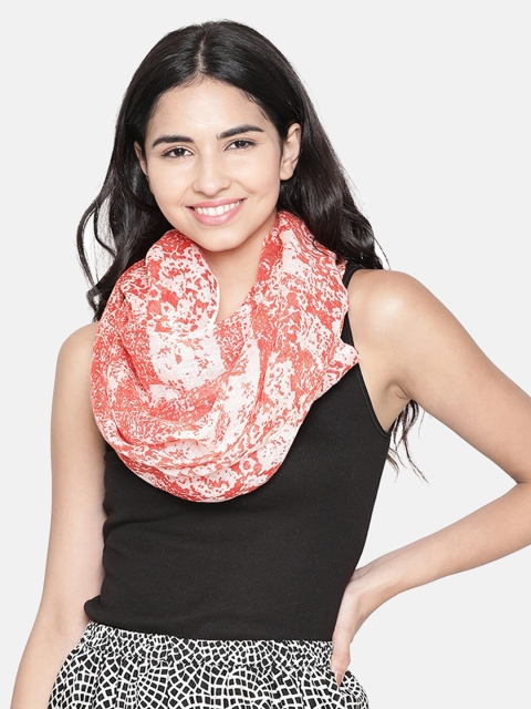 Linen Club Women Red & Off-White Printed Stole