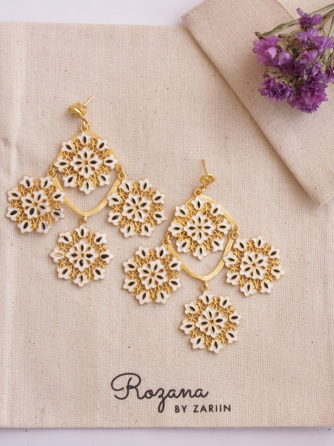 Zariin Gold-Plated Contemporary Drop Earrings