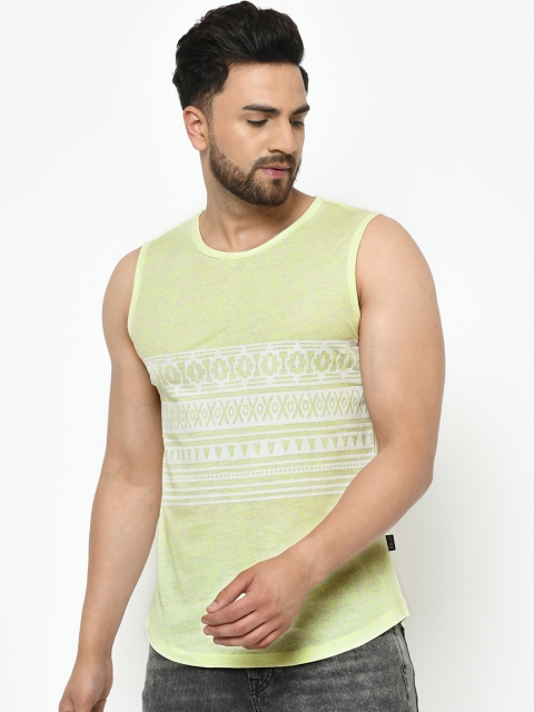 Rigo Men Green & White Printed Gym Vest