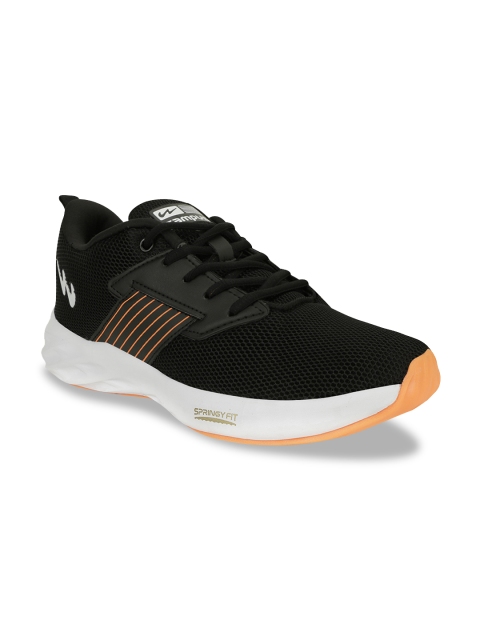 Campus Men Black & Orange Venue Mesh Running Shoes