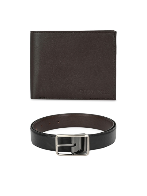 Calvadoss Men Brown & Black Premium Belt & Wallet Accessory Gift Set