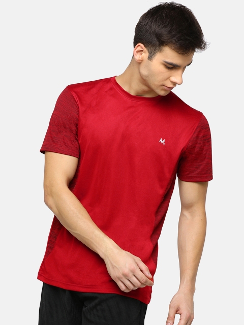 Maniac Men Red Solid Round Neck T-shirt