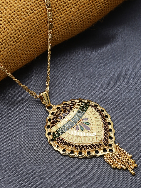 ZeroKaata Gold-Plated Green & Maroon Enamelled Handcrafted Floral Ethnic Pendant with Chain
ZeroKaata Gold-Plated Green & Maroon Enamelled Handcrafted Floral Ethnic Pendant with Chain