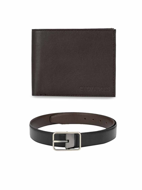 Calvadoss Men Black & Brown Premium Belt and Wallet Gift Set