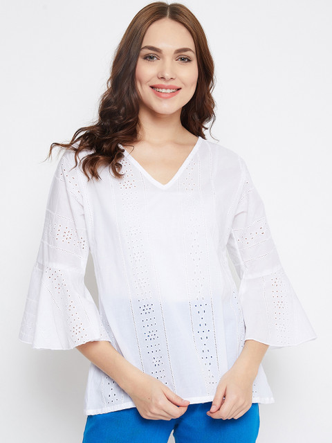 The Kaftan Company Women White Self Design Pure Cotton Top 
The Kaftan Company Women White Self Design Pure Cotton Top