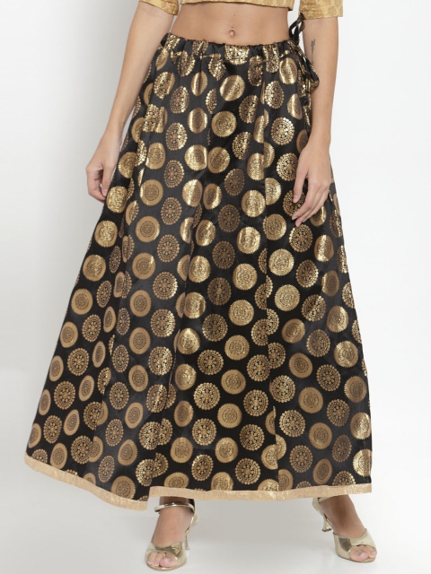 Clora Creation Women Black & Gold Coloured Woven Design Banarasi Silk Flared Maxi Skirt
Clora Creation Women Black & Gold Coloured Woven Design Banarasi Silk Flared Maxi Skirt