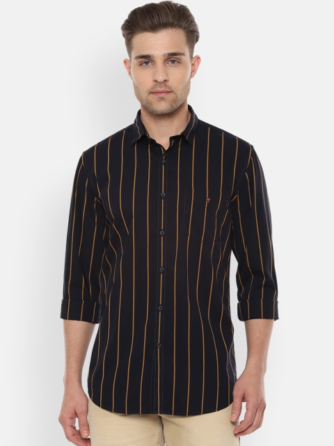 Louis Philippe Sport Men Navy Blue Slim Fit Striped Casual Shirt