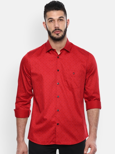 Louis Philippe Sport Men Red Slim Fit Printed Casual Shirt