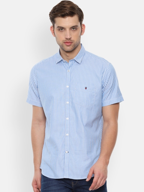Louis Philippe Sport Men Blue & White Slim Fit Striped Casual Shirt
