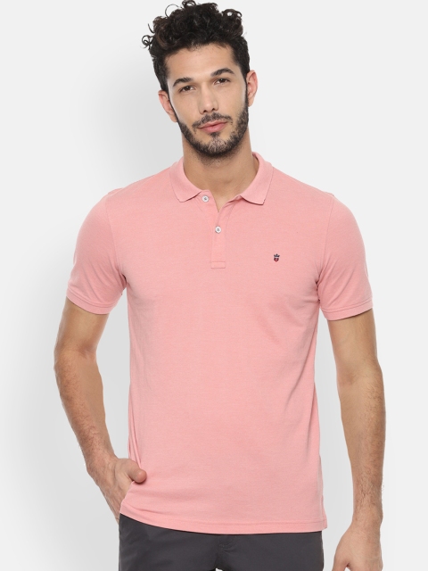 Louis Philippe Sport Men Pink Solid Polo Collar T-shirt
