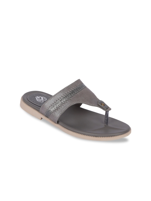 Sole To Soul Women Grey Embellished One Toe Flats