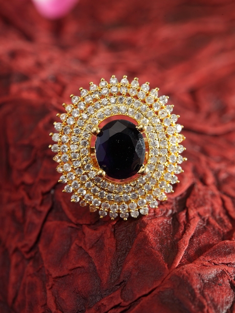 Bhana Fashion Gold-Plated White & Black American Diamond Studded Handcrafted Circular Finger Ring
Bhana Fashion Gold-Plated White & Black American Diamond Studded Handcrafted Circular Finger Ring