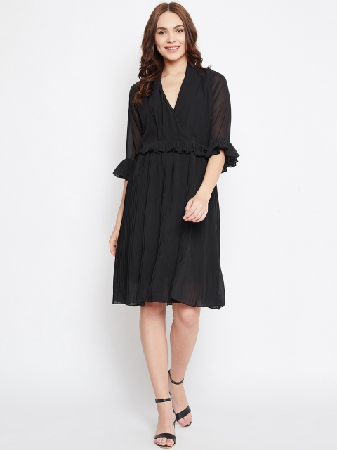 The Kaftan Company Women Black Solid A-Line Dress
