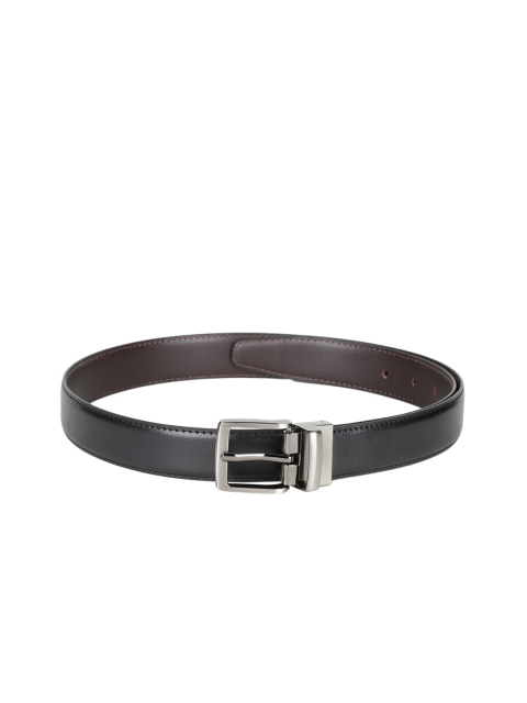 CRUSSET Unisex Black & Brown Reversible Textured Belt