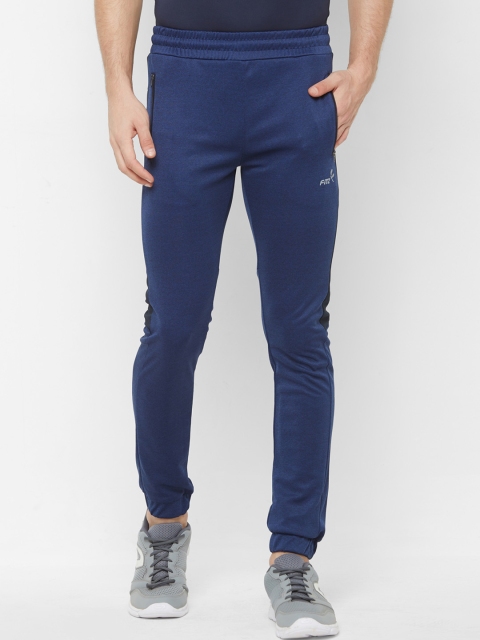 FiTZ Men Blue Solid Slim-Fit Joggers