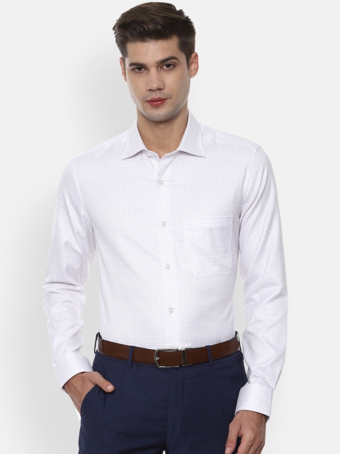 Louis Philippe Men White Regular Fit Checked Formal Shirt