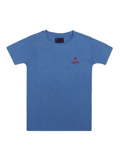 Lil Tomatoes Boys Blue Solid Round Neck T-shirt