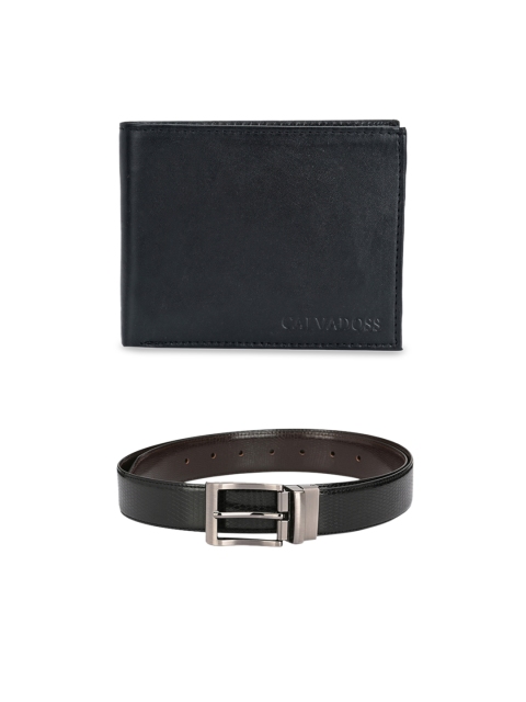 Calvadoss Men Black & Brown Premium Belt and Wallet Gift Set