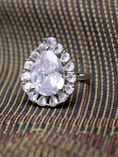 Bhana Fashion Silver-Plated & White American Diamond Stone Studded Handcrafted Drop-Shaped Finger Ring
Bhana Fashion Silver-Plated & White American Diamond Stone Studded Handcrafted Drop-Shaped Finger Ring