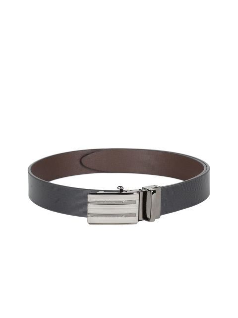 CRUSSET Men Black Textured Leather Belt
