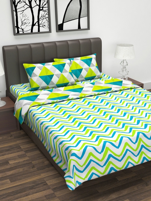 Divine Casa White Green & Teal Blue Geometric Printed Double King 140 GSM Bedding Set
Divine Casa White Green & Teal Blue Geometric Printed Double King 140 GSM Bedding Set
