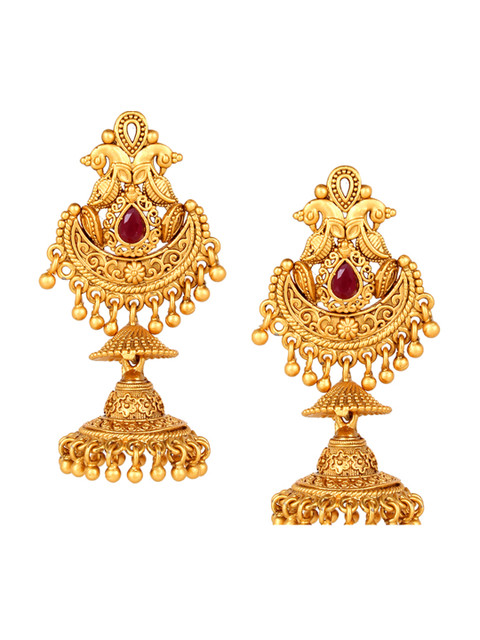 Adwitiya Collection Gold-Plated Classic Jhumkas 
Adwitiya Collection Gold-Plated Classic Jhumkas