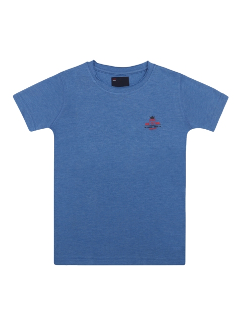 Lil Tomatoes Boys Blue Solid Round Neck T-shirt