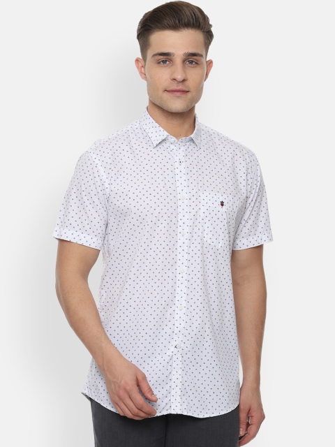 Louis Philippe Sport Men White Slim Fit Printed Casual Shirt