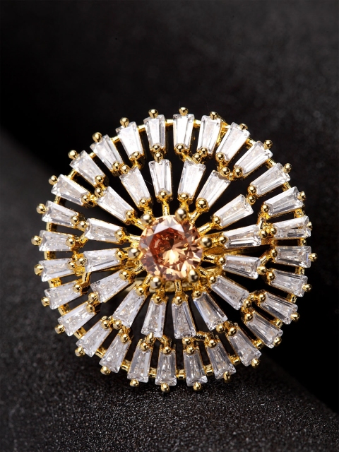 Bhana Fashion Gold-Plated White & Orange AD-Studded Circular-Shape Handcrafted Finger Ring
Bhana Fashion Gold-Plated White & Orange AD-Studded Circular-Shape Handcrafted Finger Ring