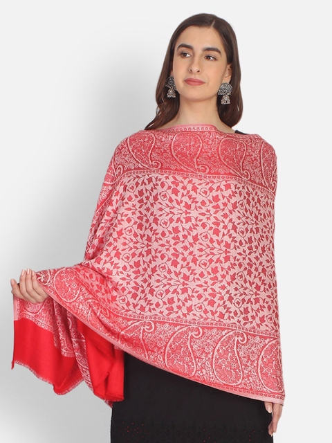 Anekaant Women Red Woven-Design Shawl