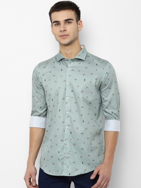 SIMON CARTER LONDON Men Green Slim Fit Printed Casual Shirt