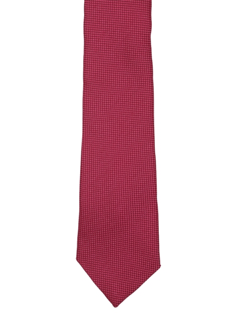Louis Philippe Red Woven Design Broad Tie