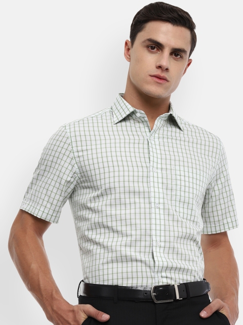 Louis Philippe Men Green Regular Fit Checked Formal Shirt