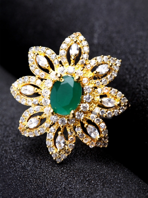 Bhana Fashion Women Gold-Plated White & Green American Diamond Stone Studded Floral Shape Handcrafted Ring
Bhana Fashion Women Gold-Plated White & Green American Diamond Stone Studded Floral Shape Handcrafted Ring