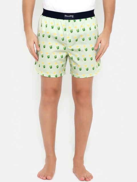 Smugglerz Men Green & Yellow Printed Pure Cotton Boxers MOJITO-BXR